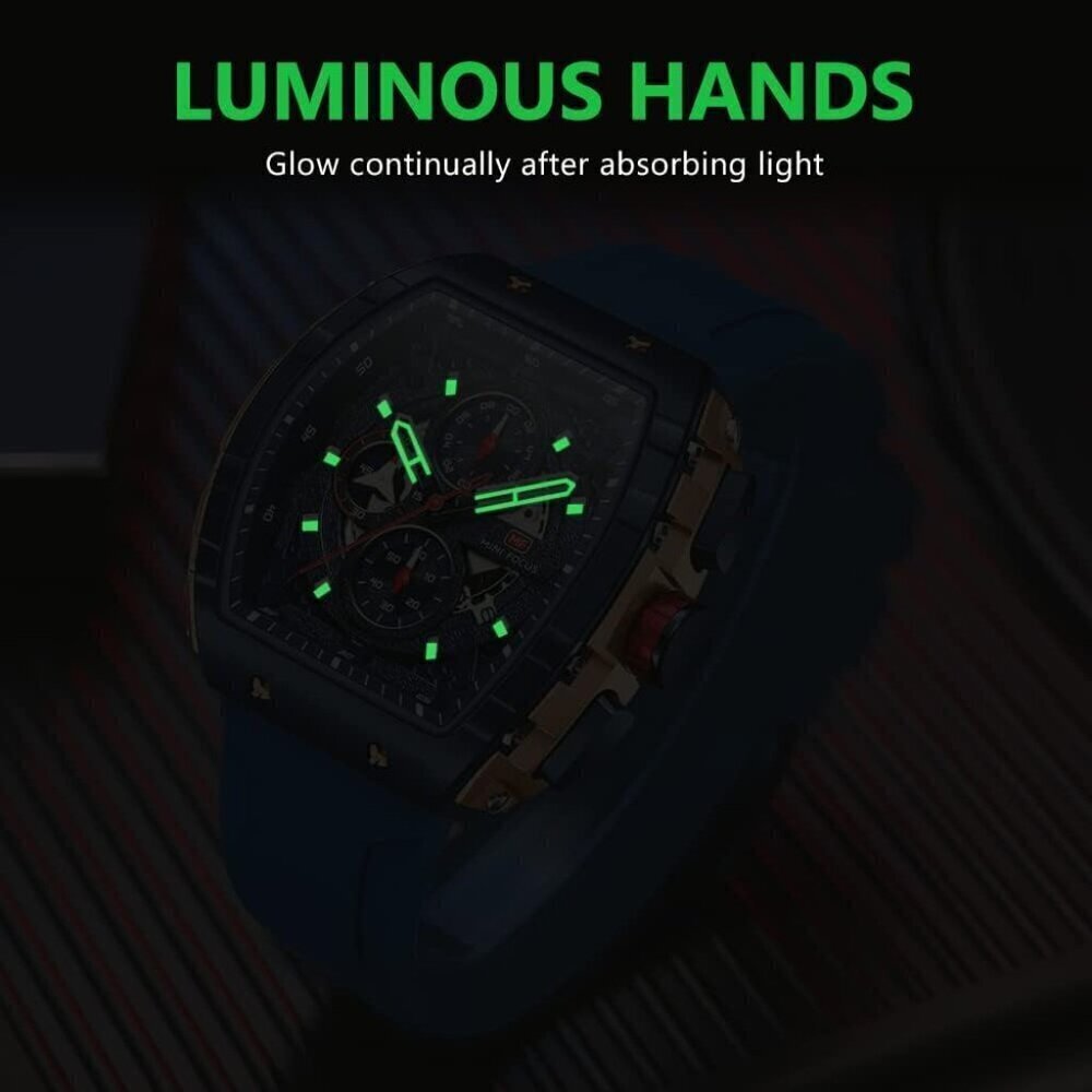 AIMES Blue Men Fashion Wristwatch Large Dial Luminous Waterproof Silicon Strap - Picture 5 of 7